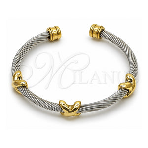 Aro Individual 07.138.0020.1 Acero Inoxidable, Diseño de Infinito, Pulido, Dos Tonos (Grosor 04 MM, Talla Unica)