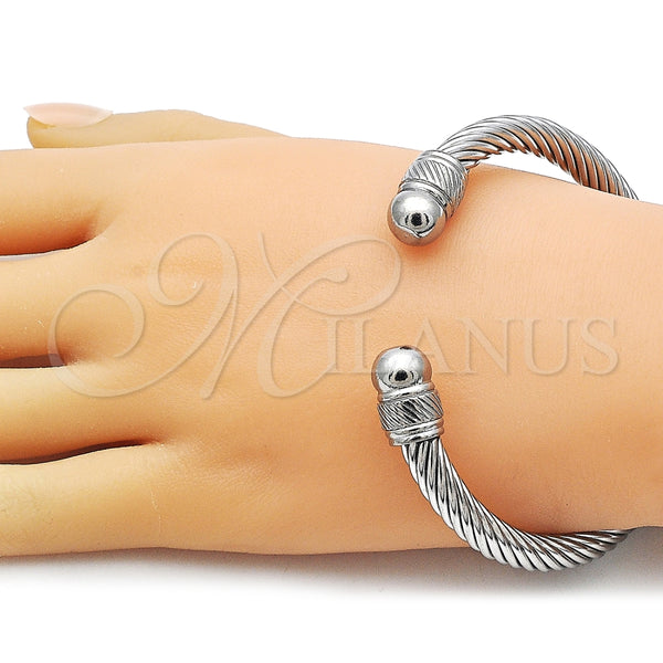 Aro Individual 07.138.0014.1 Acero Inoxidable, Diseño de Torcido, Pulido, Tono Plateado (07 MM Thickness, One size fits all)