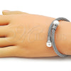 Aro Individual 07.138.0021 Acero Inoxidable, Diseño de Torcido y Bola, con Marfil Perla, Pulido, Tono Plateado (Thickness, One size fits all)
