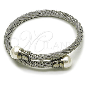 Aro Individual 07.138.0021 Acero Inoxidable, Diseño de Torcido y Bola, con Marfil Perla, Pulido, Tono Plateado (Thickness, One size fits all)