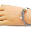 Aro Individual 07.138.0021.1 Acero Inoxidable, Diseño de Torcido y Bola, con Marfil Perla, Pulido, Dos Tonos (Thickness, One size fits all)