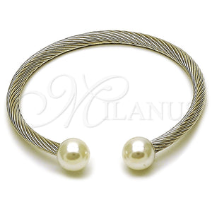 Aro Individual 07.138.0022 Acero Inoxidable, Diseño de Torcido y Bola, con Marfil Perla, Pulido, Tono Plateado (04 MM Thickness, One size fits all)
