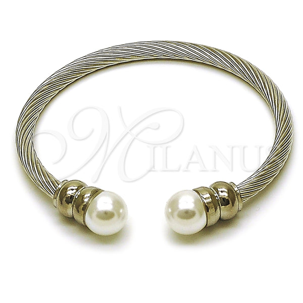 Aro Individual 07.138.0016.2 Acero Inoxidable, Diseño de Torcido y Bola, con Marfil Perla, Pulido, Tono Plateado (04 MM Thickness, One size fits all)