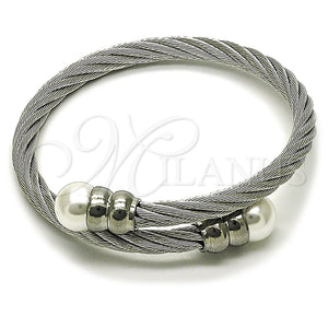 Aro Individual 07.138.0024 Acero Inoxidable, Diseño de Torcido y Bola, con Marfil Perla, Pulido, Tono Plateado (Thickness, One size fits all)
