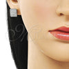 Arete Dormilona 02.342.0121.1 Rodio Laminado, con Zirconia Cubica Blanca, Pulido, Rodinado