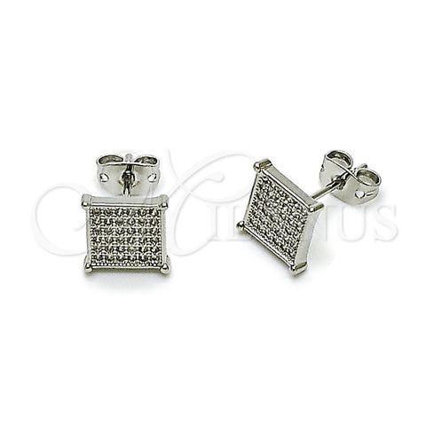 Arete Dormilona 02.342.0047.1 Rodio Laminado, con Micro Pave Blanca, Pulido, Rodinado