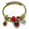 Aro Individual 07.442.0005 Acero Inoxidable, Diseño de Corazón y Manzana, con Granate and Blanca Cristal, Pulido, Tono Dorado (03 MM Thickness, One size fits all)