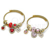 Aro Individual 07.442.0005 Acero Inoxidable, Diseño de Corazón y Manzana, con Granate and Blanca Cristal, Pulido, Tono Dorado (03 MM Thickness, One size fits all)