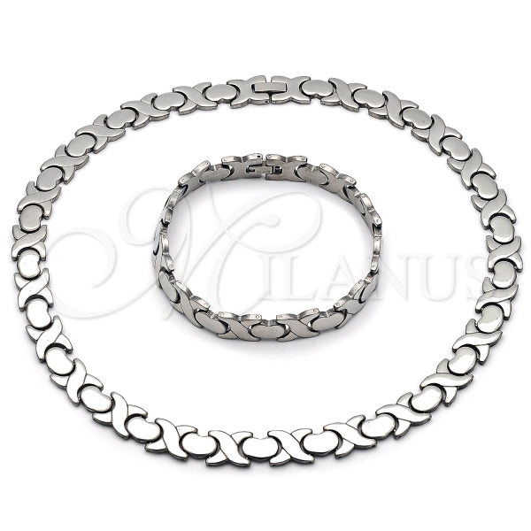 Collar y Pulso 06.231.0034 Acero Inoxidable, Diseño de Besos y Abrazos y Corazon, Diseño de Besos y Abrazos, Pulido, Acero