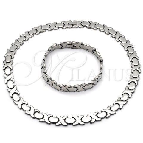 Collar y Pulso 06.231.0034 Acero Inoxidable, Diseño de Besos y Abrazos y Corazon, Diseño de Besos y Abrazos, Pulido, Acero