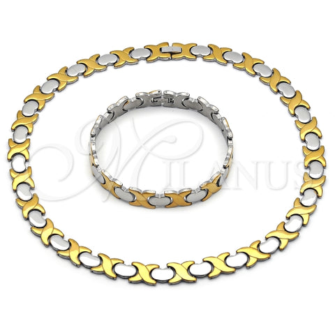 Collar y Pulso 06.231.0034.1 Acero Inoxidable, Diseño de Besos y Abrazos y Corazon, Diseño de Besos y Abrazos, Pulido, Dos Tonos