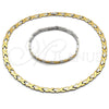 Collar y Pulso 06.231.0035.1 Acero Inoxidable, Diseño de Besos y Abrazos, Pulido, Dos Tonos