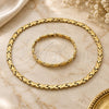 Collar y Pulsera 06.231.0035.2 Acero Inoxidable, Diseño de Besos y Abrazos, Pulido, Tono Dorado