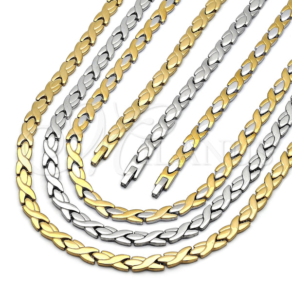 Collar y Pulsera 06.231.0035.2 Acero Inoxidable, Diseño de Besos y Abrazos, Pulido, Tono Dorado