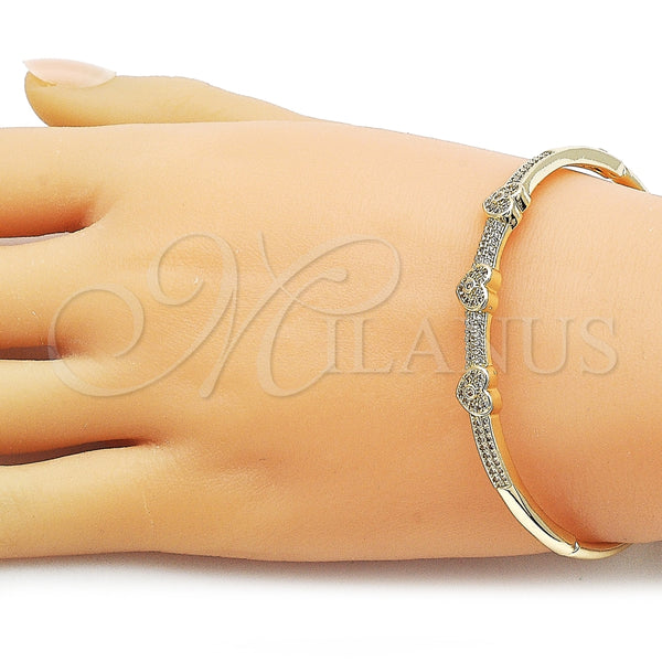 Aro Individual 07.283.0007.04 Oro Laminado, Diseño de Corazón, con Blanca Micro Pave and Blanca Zirconia Cubica, Pulido, Tono Dorado (Thickness, Size 4 (2.25 Diameter))