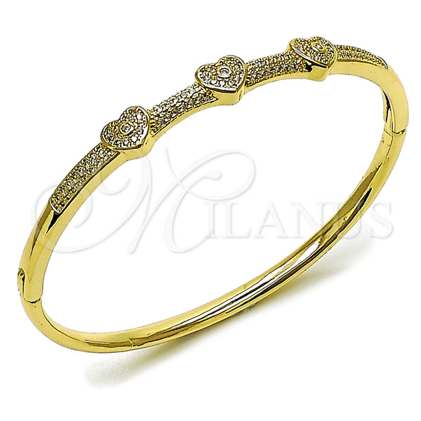 Aro Individual 07.283.0007.04 Oro Laminado, Diseño de Corazón, con Blanca Micro Pave and Blanca Zirconia Cubica, Pulido, Tono Dorado (Thickness, Size 4 (2.25 Diameter))