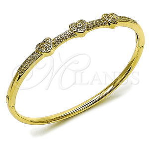 Aro Individual 07.283.0007.04 Oro Laminado, Diseño de Corazón, con Blanca Micro Pave and Blanca Zirconia Cubica, Pulido, Tono Dorado (Thickness, Size 4 (2.25 Diameter))