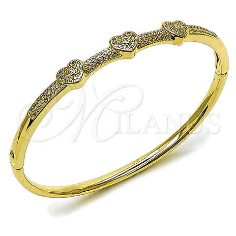 Aro Individual 07.283.0007.04 Oro Laminado, Diseño de Corazón, con Blanca Micro Pave and Blanca Zirconia Cubica, Pulido, Tono Dorado (Thickness, Size 4 (2.25 Diameter))