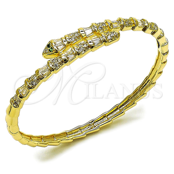 Aro Individual 07.282.0076.04 Oro Laminado, Diseño de Serpiente y Baguette, con Blanca Zirconia Cubica and Blanca Micro Pave, Pulido, Tono Dorado (Thickness, Size 4 (2.25 Diameter))