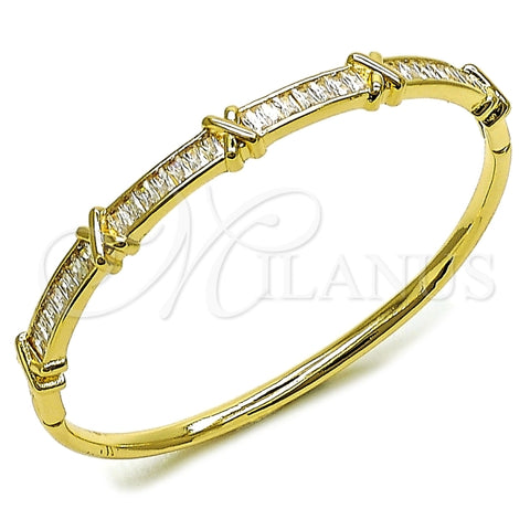 Aro Individual 07.283.0009.04 Oro Laminado, Diseño de Baguette, con Zirconia Cubica Blanca, Pulido, Dorado