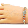 Pulsera Elegante 03.283.0550.07 Oro Laminado, Diseño de Corazon y Miami Cubana, Diseño de Corazon, con Zirconia Cubica Blanca y Micro PaveBlanca, Pulido, Dorado