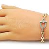 Pulsera Elegante 03.283.0555.07 Oro Laminado, Diseño de Mariner y Puff Mariner, con Blanca Micro Pave, Pulido, Tono Dorado (Thickness, 7 Inches Length)