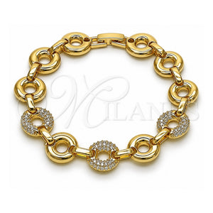 Pulsera Elegante 03.283.0556.07 Oro Laminado, con Blanca Micro Pave, Pulido, Tono Dorado (12 MM Thickness, 7 Inches Length)