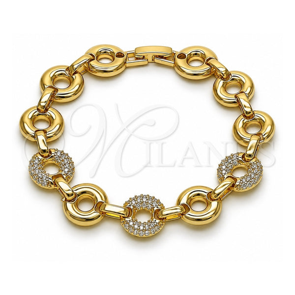 Pulsera Elegante 03.283.0556.07 Oro Laminado, con Blanca Micro Pave, Pulido, Tono Dorado (12 MM Thickness, 7 Inches Length)