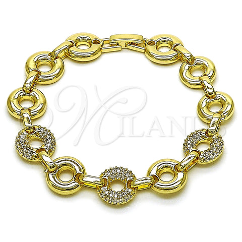 Pulsera Elegante 03.283.0556.07 Oro Laminado, con Blanca Micro Pave, Pulido, Tono Dorado (12 MM Thickness, 7 Inches Length)