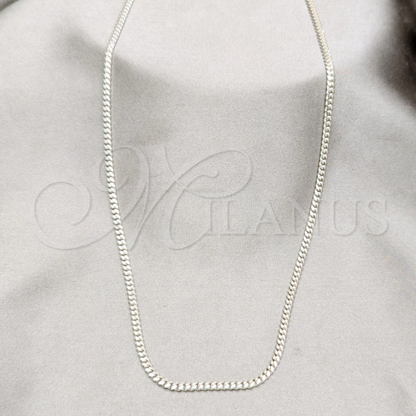 Gargantilla Basica 04.433.0009.22 Plata Rodinada, Diseño de Cubana y Miami Cubana, Pulido, Tono Plateado (Calibre 0.80, Grosor 02.8 MM, 22 Pulgadas de Largo)