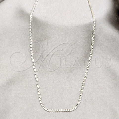 Gargantilla Basica 04.433.0009.22 Plata Rodinada, Diseño de Cubana y Miami Cubana, Pulido, Tono Plateado (Calibre 0.80, Grosor 02.8 MM, 22 Pulgadas de Largo)