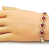 Pulsera Elegante 03.283.0558.07 Oro Laminado, Diseño de Corazon, con Zirconia Cubica Granate, Pulido, Dorado