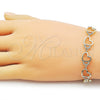 Pulsera Tennis 03.213.0427.08 Oro Laminado, Diseño de Corazón, con Blanca Zirconia Cubica, Pulido, Tono Dorado (10 MM Thickness, 8 Inches Length)