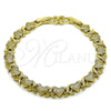 Pulsera Tennis 03.213.0431.07 Oro Laminado, Diseño de Besos y Abrazos, Mate, Tono Dorado (Grosor 06.8 MM, 8 Pulgadas de Largo)