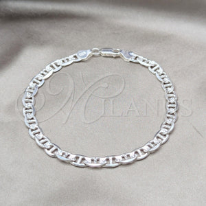 Gargantilla Basica 04.431.0005.10 Plata Rodinada, Diseño de Mariner, Diamantado, Tono Plateado (Calibre 150, Grosor 06.6 MM, 10 Pulgadas de Largo)