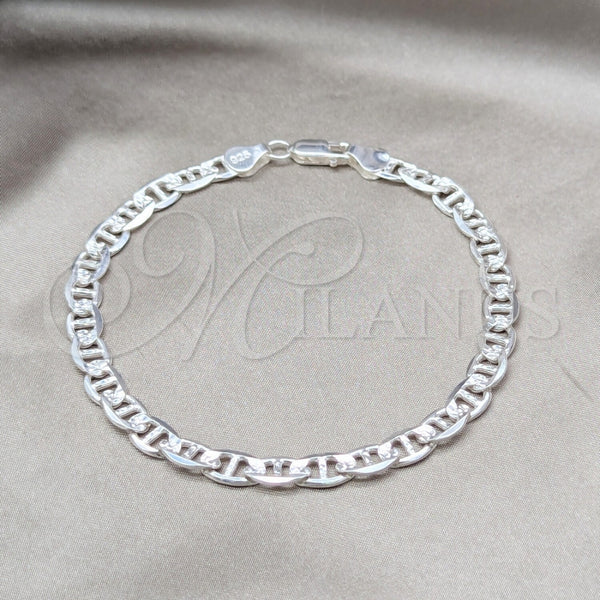 Gargantilla Basica 04.431.0005.10 Plata Rodinada, Diseño de Mariner, Diamantado, Tono Plateado (Calibre 150, Grosor 06.6 MM, 10 Pulgadas de Largo)