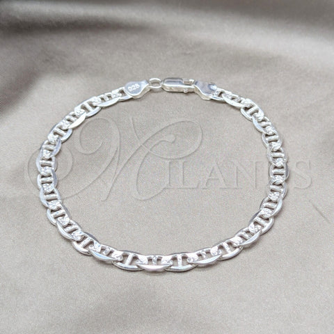 Gargantilla Basica 04.431.0005.10 Plata Rodinada, Diseño de Mariner, Diamantado, Tono Plateado (Calibre 150, Grosor 06.6 MM, 10 Pulgadas de Largo)
