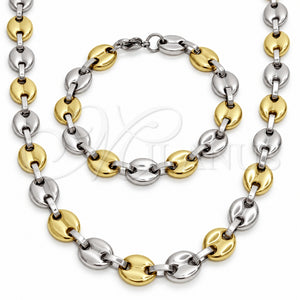 Collar y Pulsera 06.116.0036.22 Acero Inoxidable, Diseño de Puff Mariner, Pulido, Tono Dorado