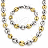 Collar y Pulsera 06.116.0036.22 Acero Inoxidable, Diseño de Puff Mariner, Pulido, Tono Dorado