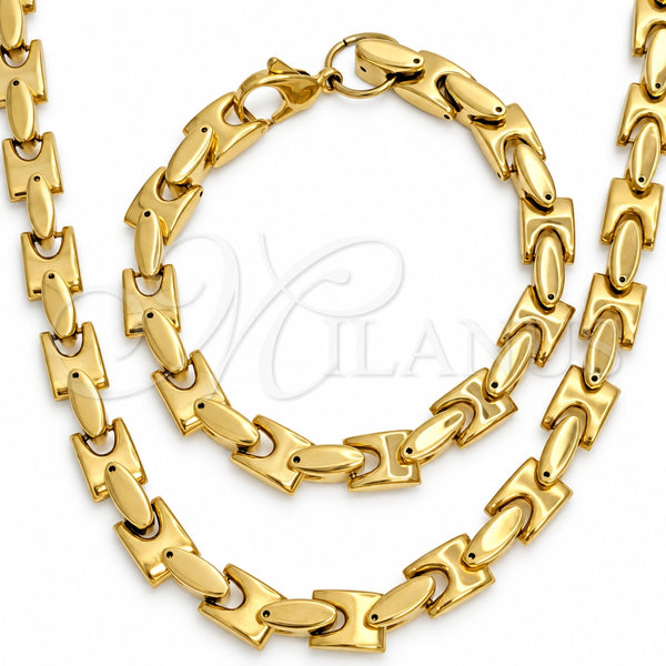 Collar y Pulsera 06.116.0009.24 Acero Inoxidable, Pulido, Tono Dorado