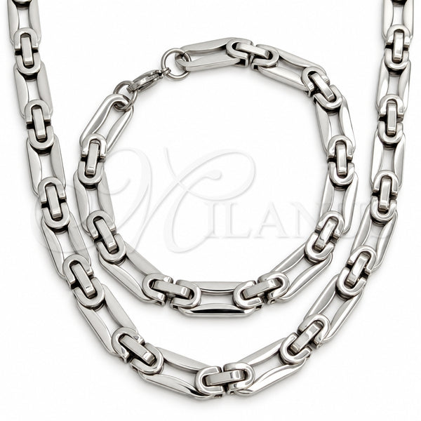 Collar y Pulsera 06.116.0018.22 Acero Inoxidable, Pulido, Tono Plateado