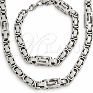 Collar y Pulsera 06.116.0011.22 Acero Inoxidable, Pulido, Tono Plateado