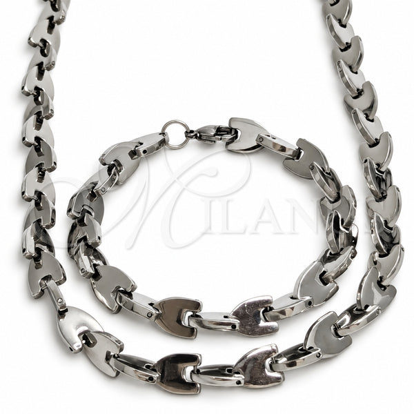 Collar y Pulsera 06.116.0012.22 Acero Inoxidable, Pulido, Tono Plateado