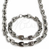 Collar y Pulsera 06.116.0012.22 Acero Inoxidable, Pulido, Tono Plateado