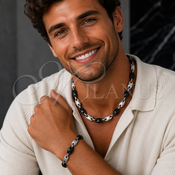 Collar y Pulsera 06.116.0021.3.22 Acero Inoxidable, Diseño de Puff Mariner, Pulido, Dos Tonos