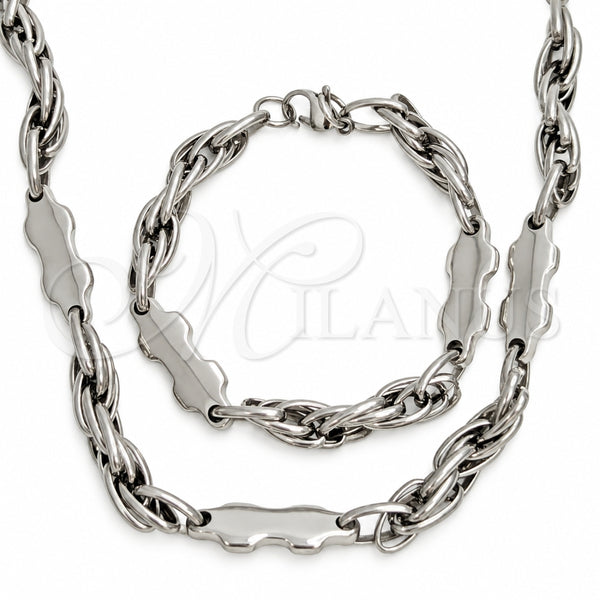 Collar y Pulsera 06.116.0086.22 Acero Inoxidable, Pulido, Tono Plateado