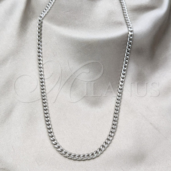 Collar y Pulsera 06.116.0088.22 Acero Inoxidable, Diseño de Miami Cubana, Pulido, Tono Plateado