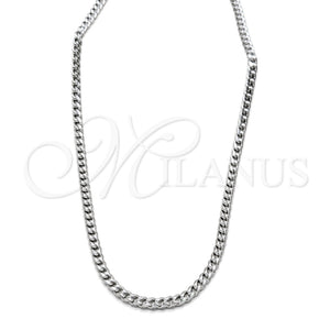 Collar y Pulsera 06.116.0088.22 Acero Inoxidable, Diseño de Miami Cubana, Pulido, Tono Plateado