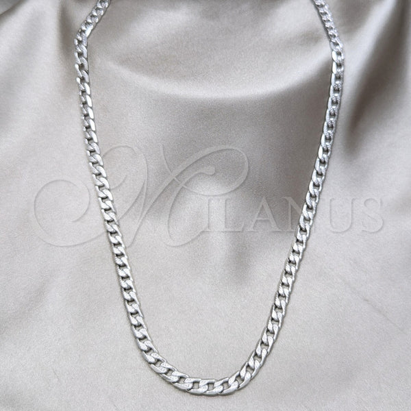 Collar y Pulsera 06.116.0028.1.22 Acero Inoxidable, Diseño de Cubana Pave, Diamantado, Tono Plateado