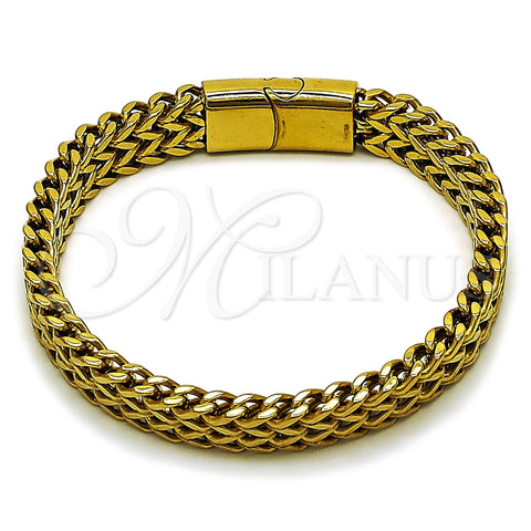 Pulsera Básica 03.435.0010.1.09 Acero Inoxidable, Diseño de Bismarco, Pulido, Tono Dorado (Thickness, 22 Inches Length)